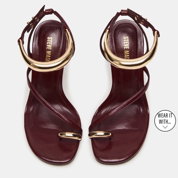 NWT Steve Madden TIA WINE size 8.5 Dark Red Strappy Heels - Picture 6 of 7
